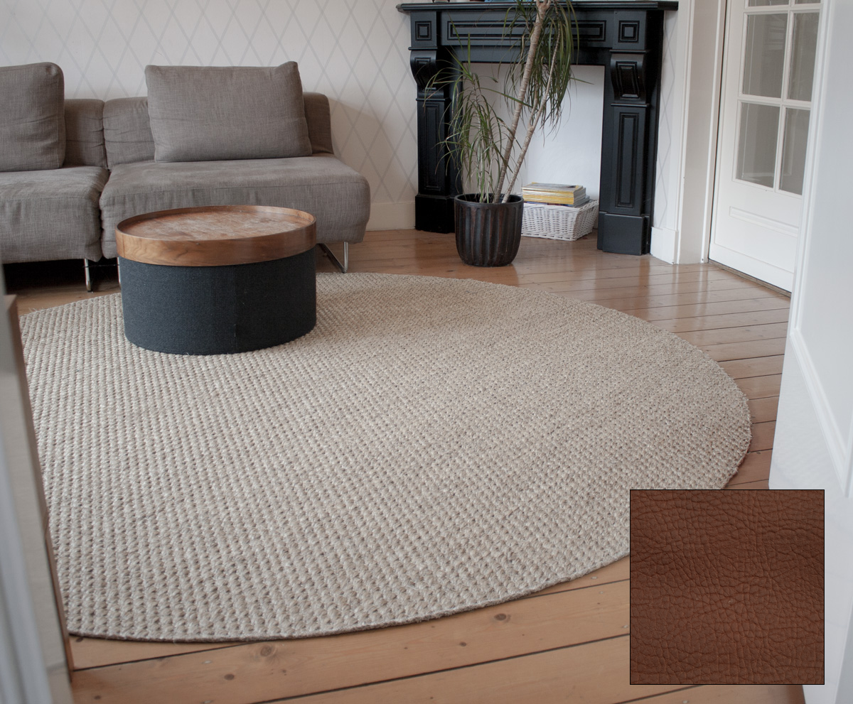 sisal vloerkleed Premium leerlook afwerking