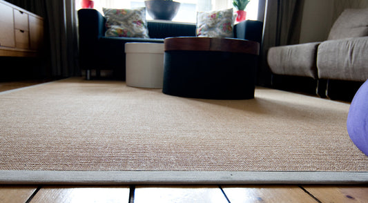 sisal vloerkleed Maya leerlook bandafwerking